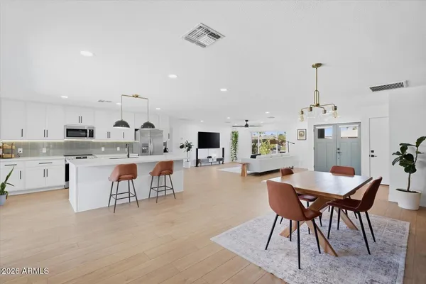 a view of backyard with garage