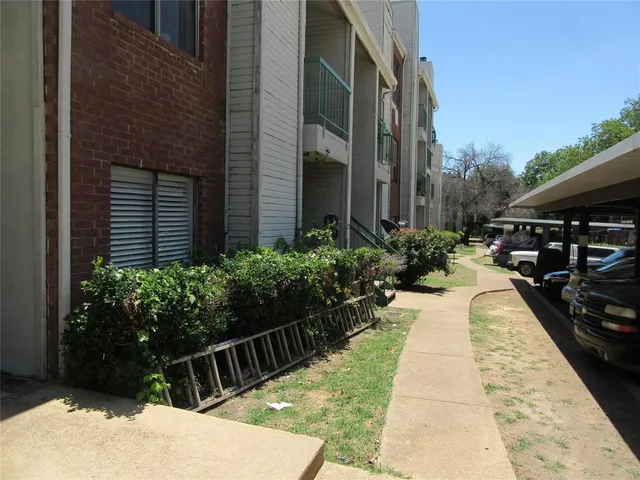 a view of potted plants in front of house
