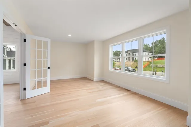 an empty room with windows