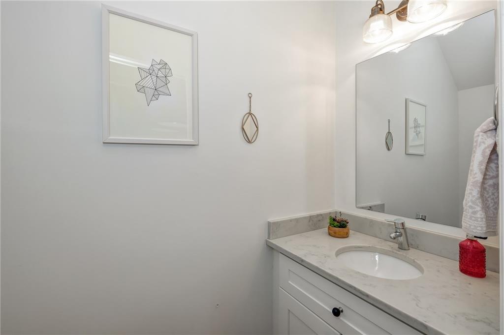 3622 Smallman Street Pittsburgh, PA 15201 - Photo 6 of 25 RARE first floor powder room with quartz countertop and Hans Grohe plumbing fixture.