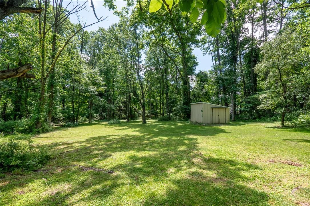 5311 Macungie Mountain Road Macungie, PA 18062 - Photo 44 of 56 A tranquil backyard haven featuring a storage shed, surrounded by mature trees.