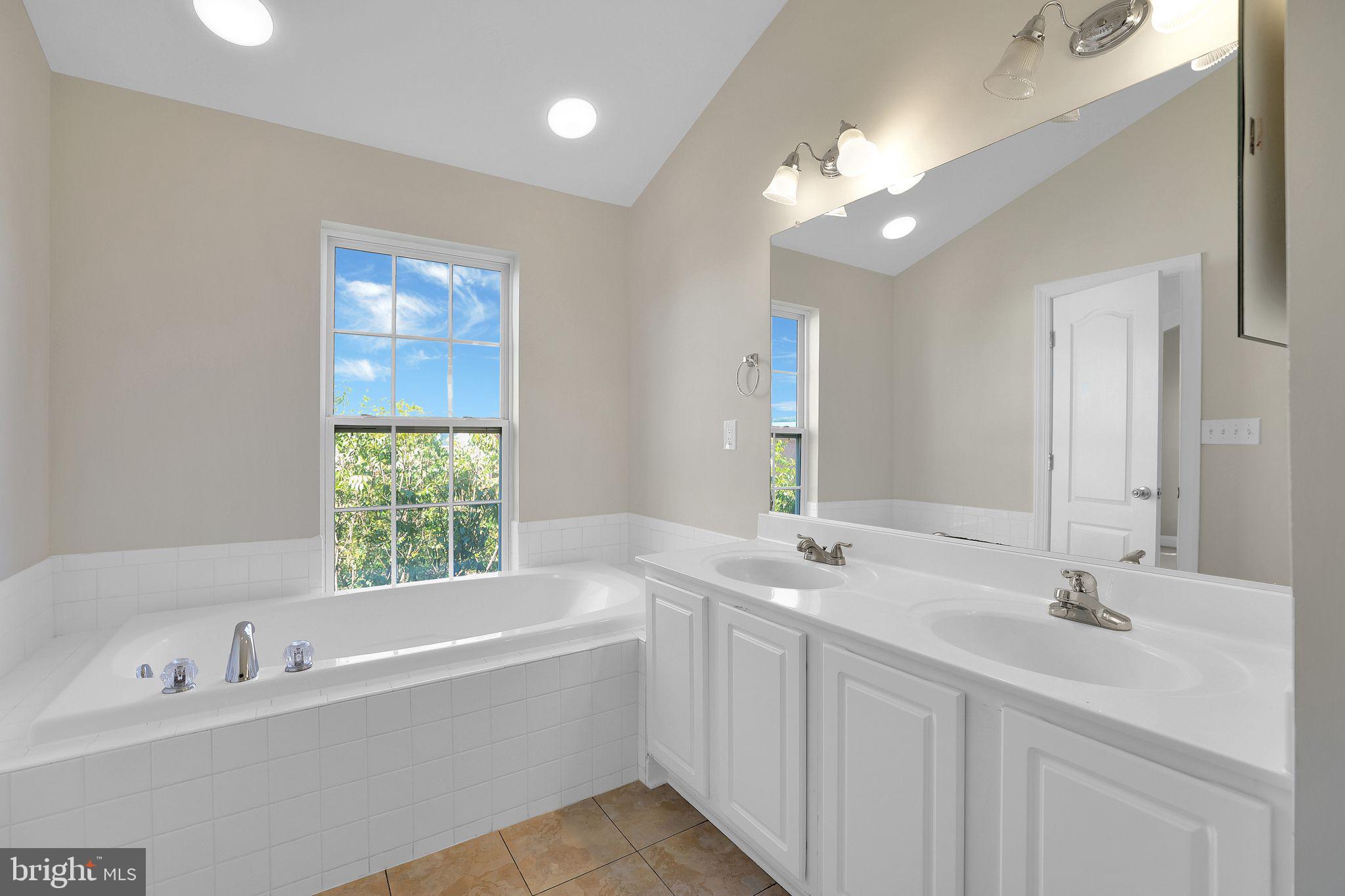 111 A Chevy Chase Street, Unit 111A Gaithersburg, MD 20878 - Photo 22 of 47 a bathroom with a tub a sink and mirror