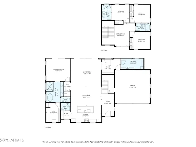 a aerial view of a house with a street