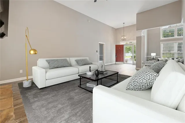 a living room with furniture and a couch