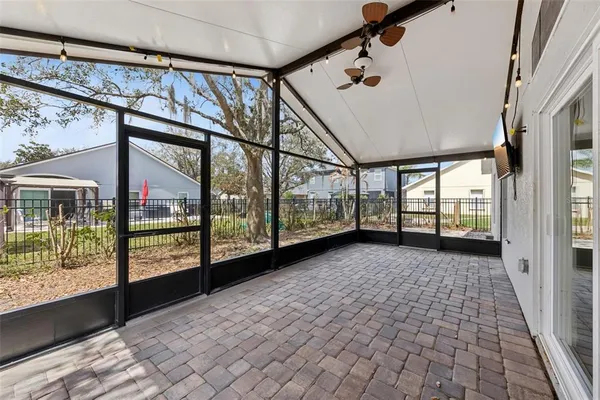 a view of an entryway with a garden