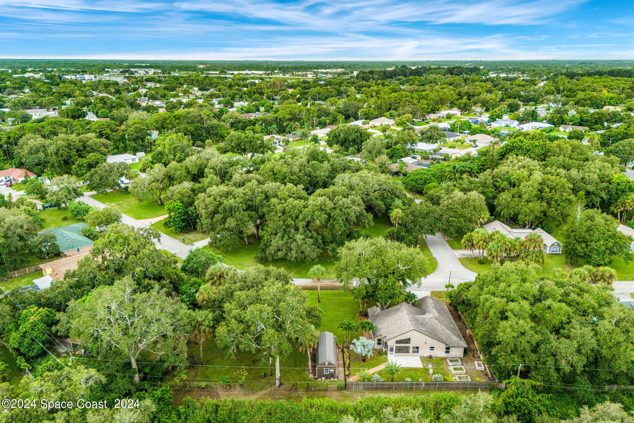 431 Nina Road Northeast Palm Bay, FL 32907 - Photo 38 of 41 a view of a big yard with plants and large trees