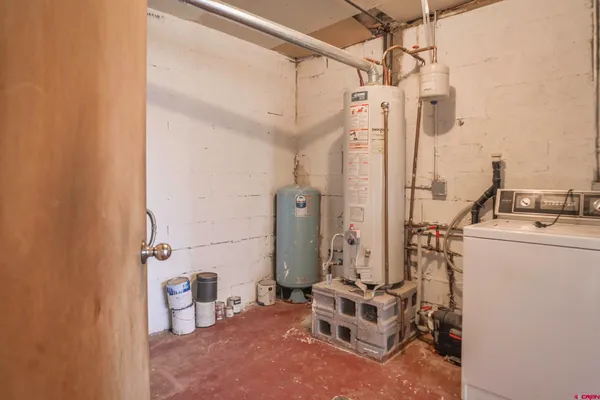 a bathroom with a glass door