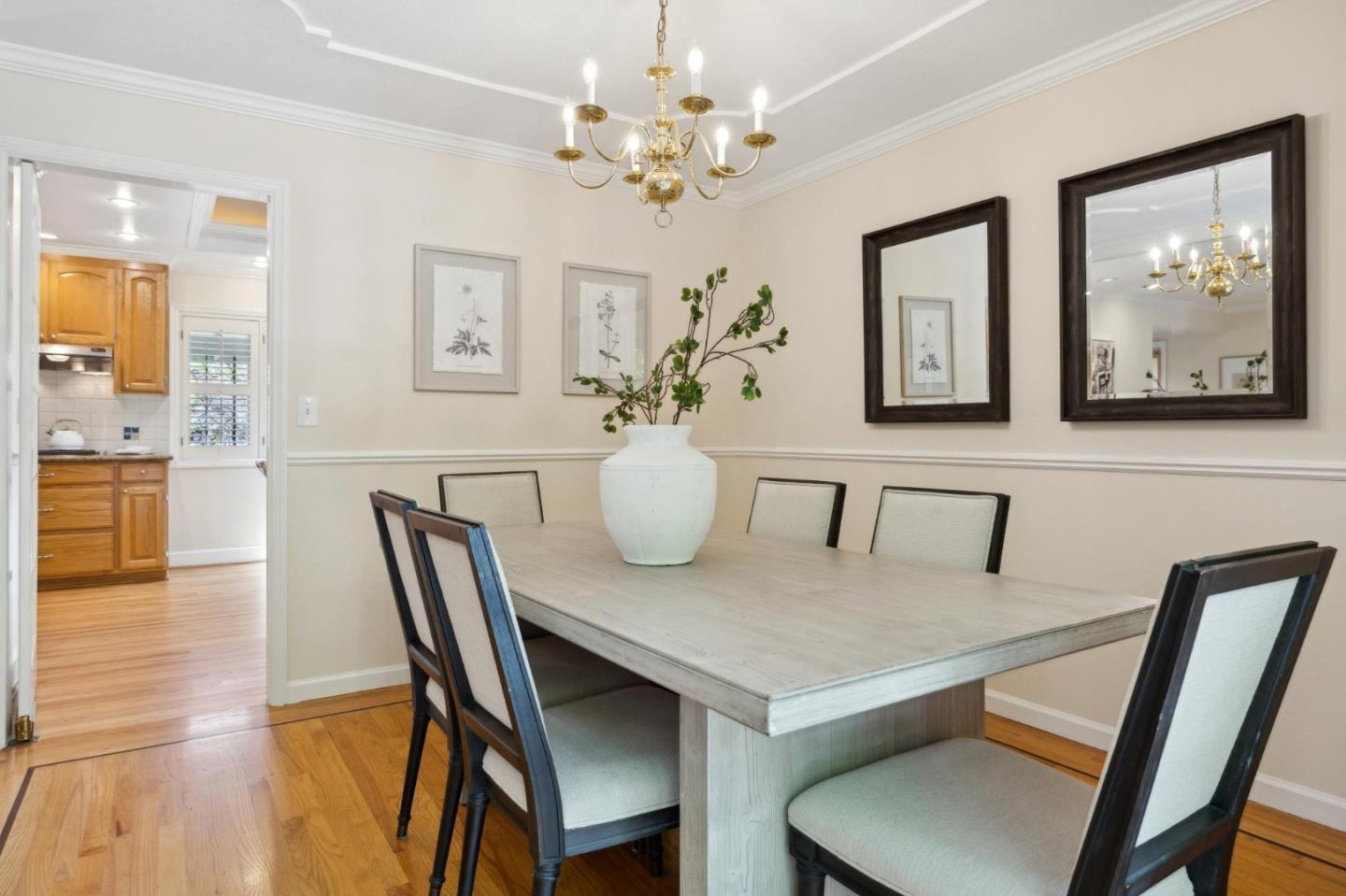 116 Vallecitos Way Los Gatos, CA 95032 - Photo 18 of 66 a view of a dining room with furniture and chandelier