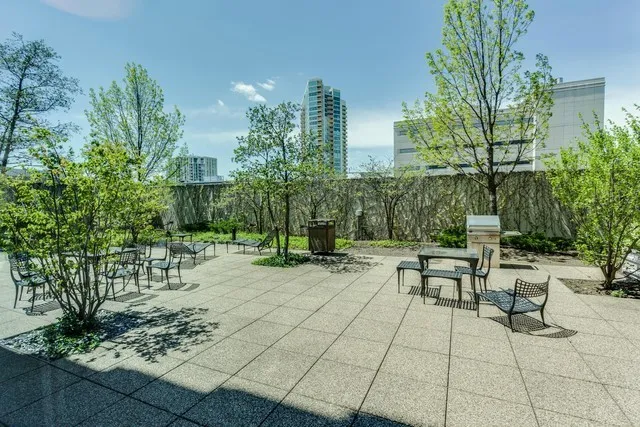 a view of a tables and chairs in patio