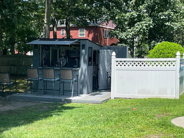 a view of a storage room with furniture