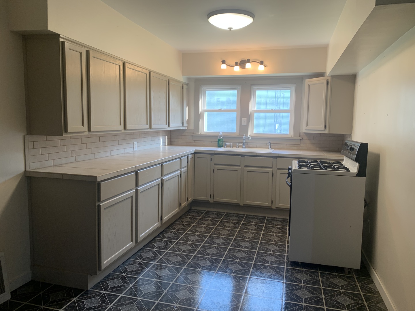 301 South Butler Street Nelson, IL 61021 - Photo 6 of 15 a kitchen with a sink stove and cabinets