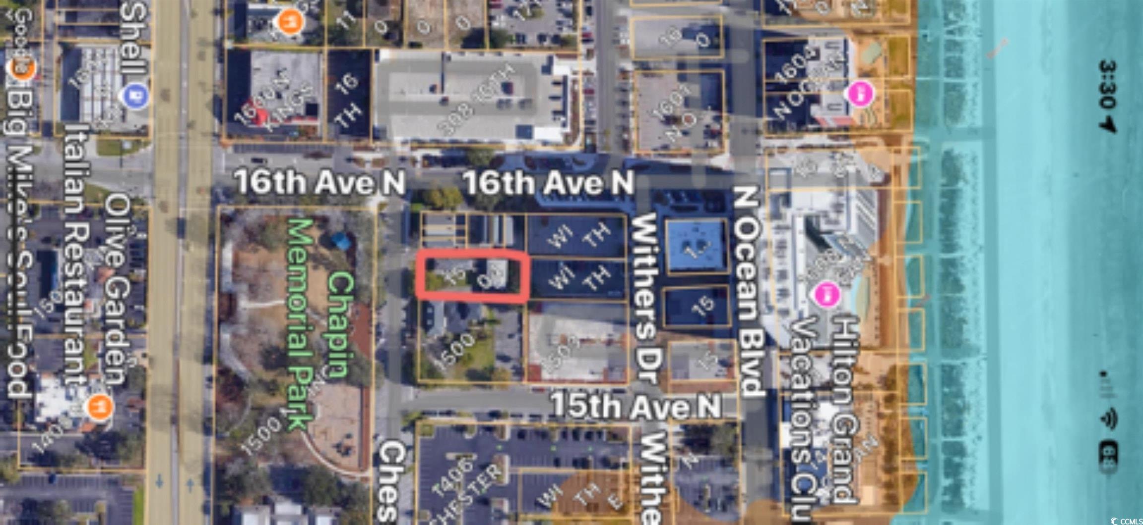 Aerial map of property and surrounding area