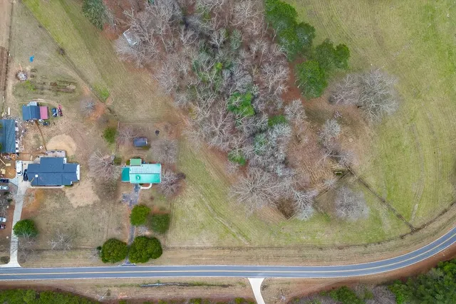 a view of a lake in middle of the town