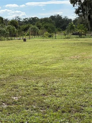 a view of a field with an ocean