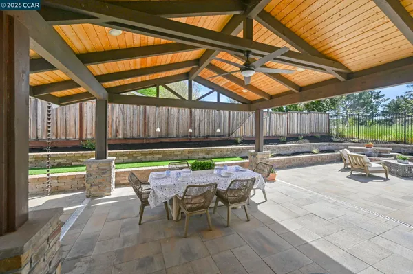 a view of an outdoor space with seating area
