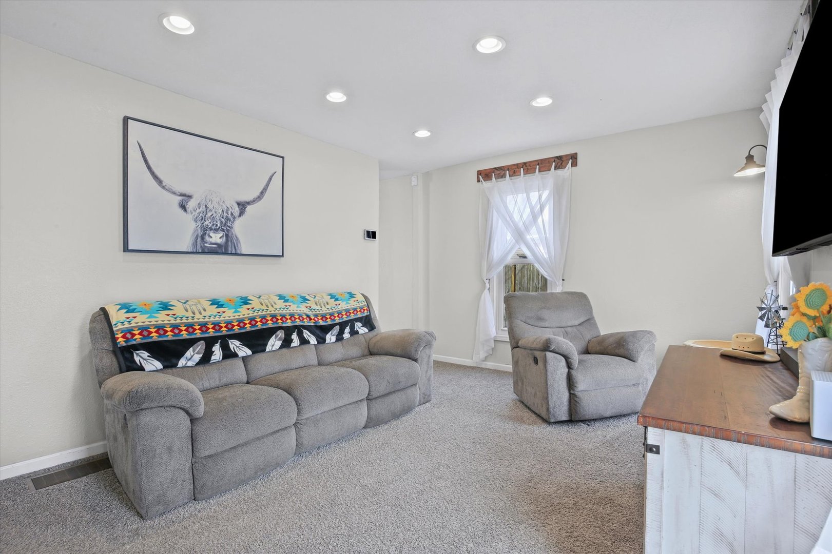 107 Washington Street Congerville, IL 61729 - Photo 10 of 39 a living room with furniture and a flat screen tv