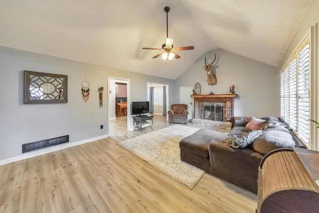a living room with furniture