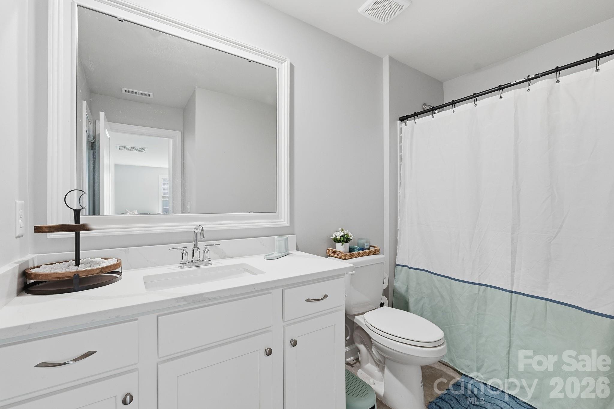 3911 Horsham Street Fort Mill, SC 29707 - Photo 27 of 41 a bathroom with a sink a toilet a mirror and shower