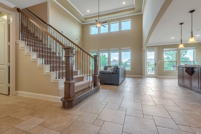a view of entryway with livingroom and furniture