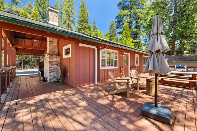 a view of a city with lush green forest