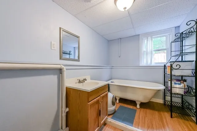 a room with a table and chairs