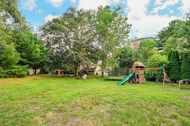 a view of a park with swings