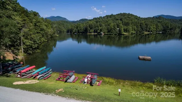 a view of a lake with a mountain