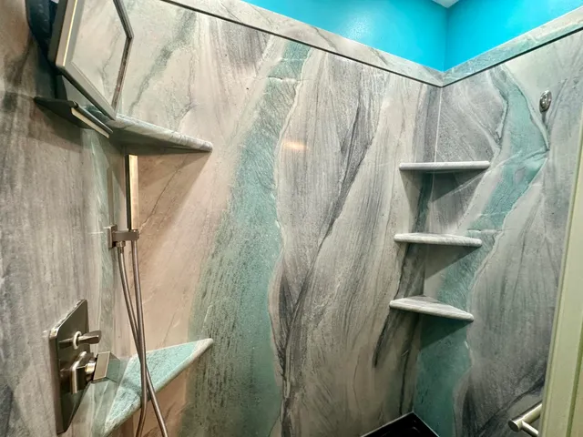 a view of a bathroom from a gallery