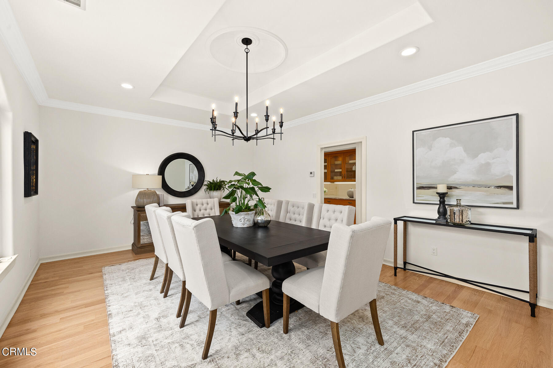 2065 Ashbourne Drive South Pasadena, CA 91030 - Photo 7 of 17 a view of a dining room with furniture a chandelier and wooden floor
