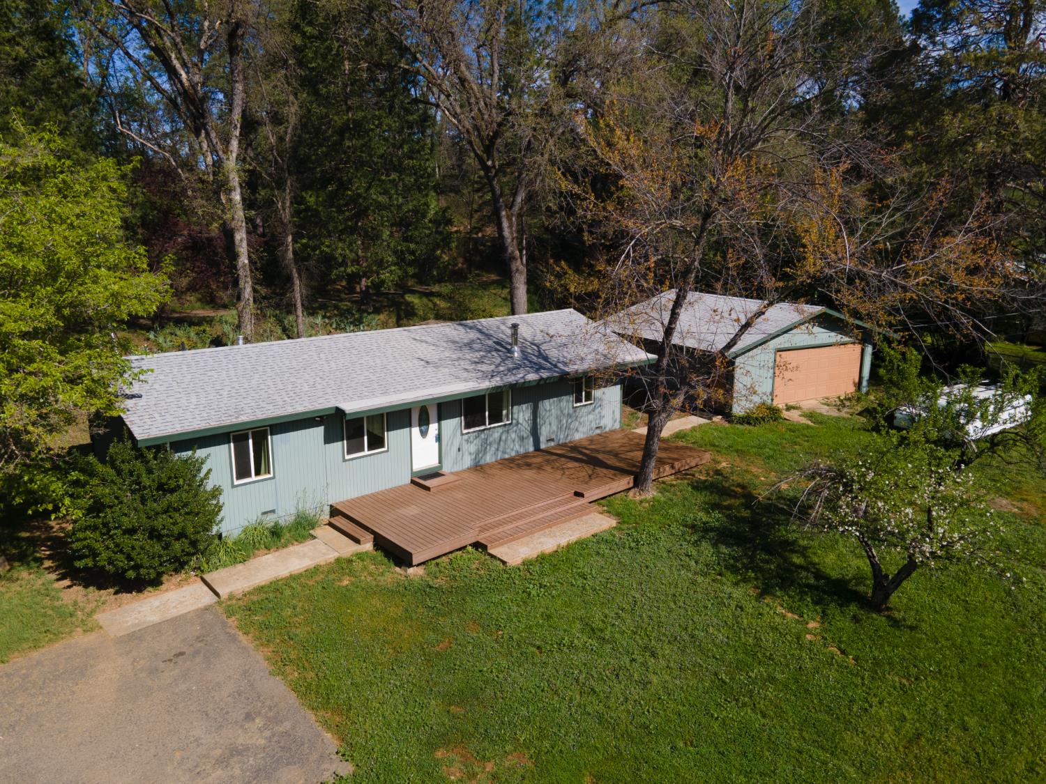 4881 Marshall Road Garden Valley, CA 95633 - Photo 24 of 25 a view of a house with a big yard potted plants and large tree
