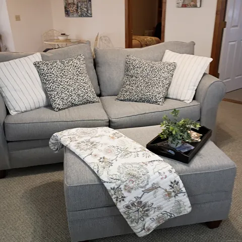 a living room with furniture and a couch