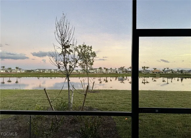 a view of a balcony with lake view