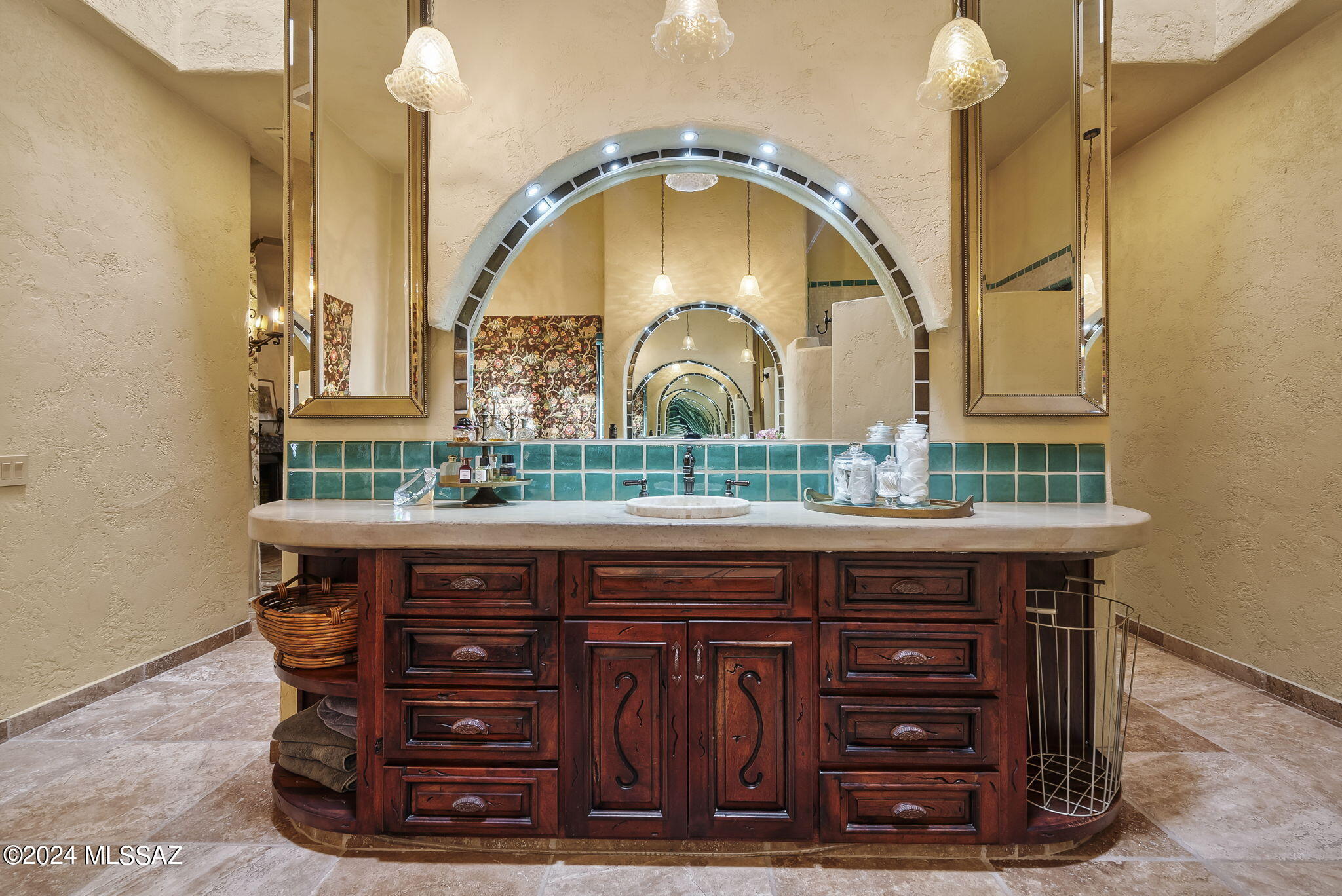 45 Clark Crossing Road Tumacacori, AZ 85640 - Photo 23 of 50 a bathroom with a sink and a mirror