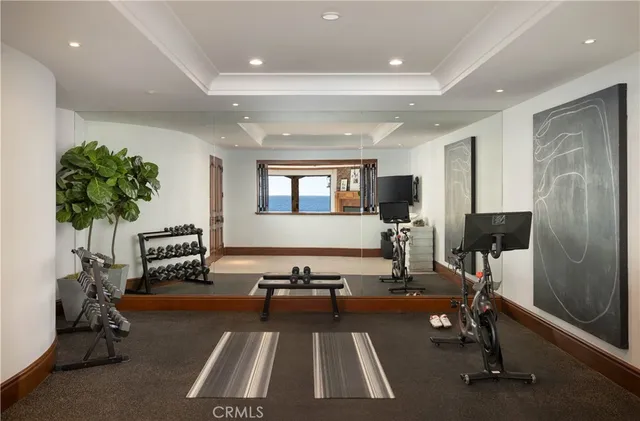 a view of a room with gym equipment