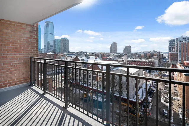 a view of city from a balcony