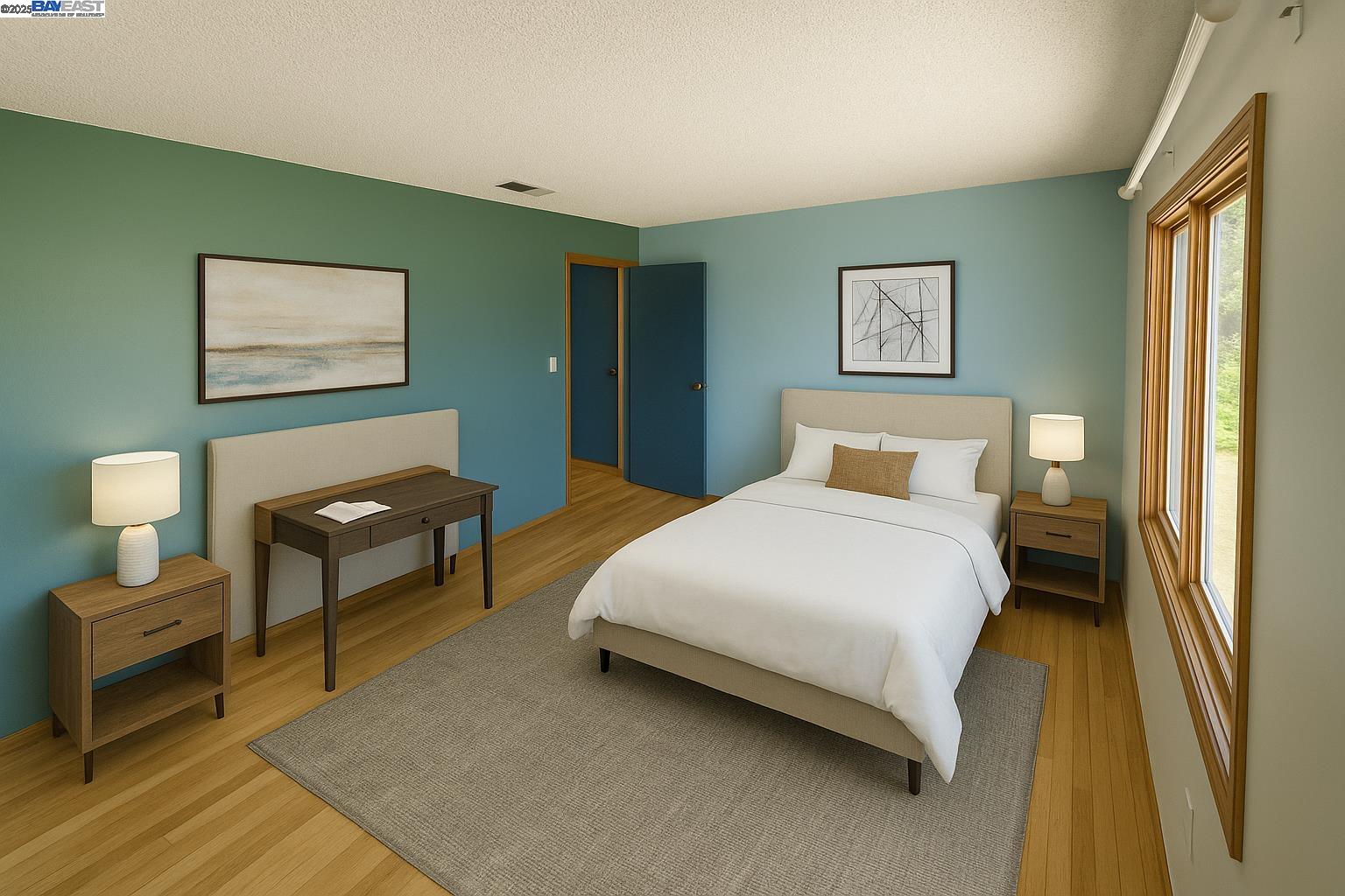 419 Turner Drive, Unit 2 #3 #6 Benicia, CA 94510 - Photo 2 of 3 a bedroom with a bed and wooden floor