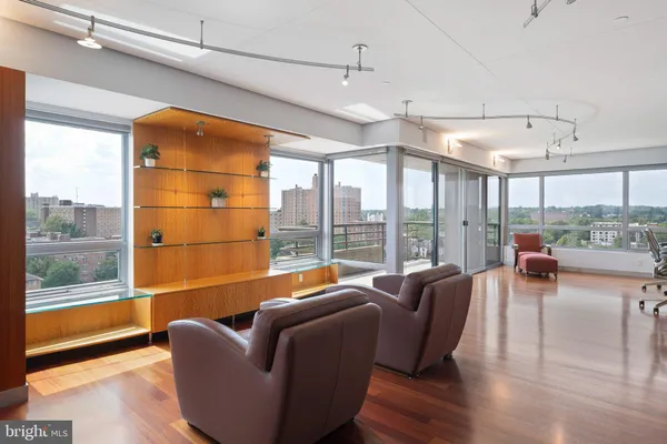 a view of a city with tall buildings in the background