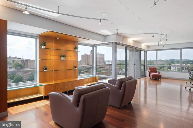 a view of a city with tall buildings in the background