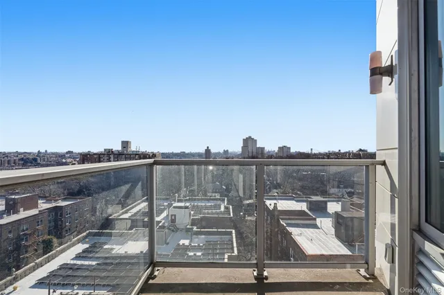 a view of a balcony from door