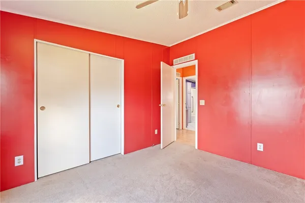 an empty room with closet