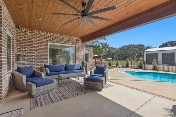 a outdoor living space with patio furniture