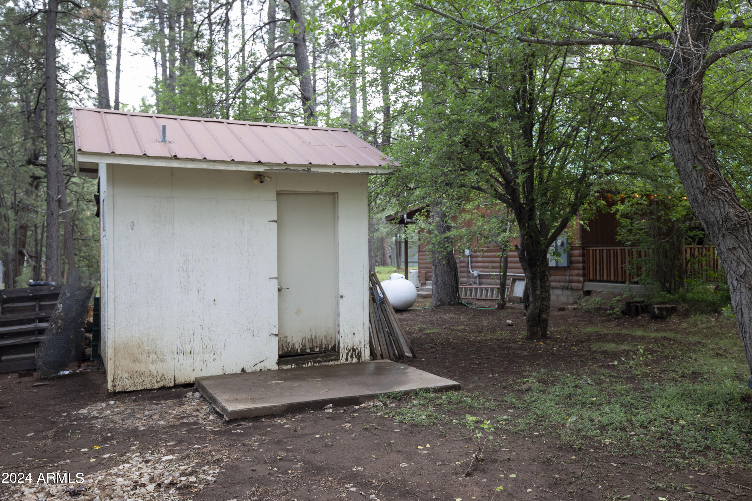 2524 Old Rim Road Forest Lakes, AZ 85931 - Photo 37 of 44 a view of a wooden house with a yard and large tree
