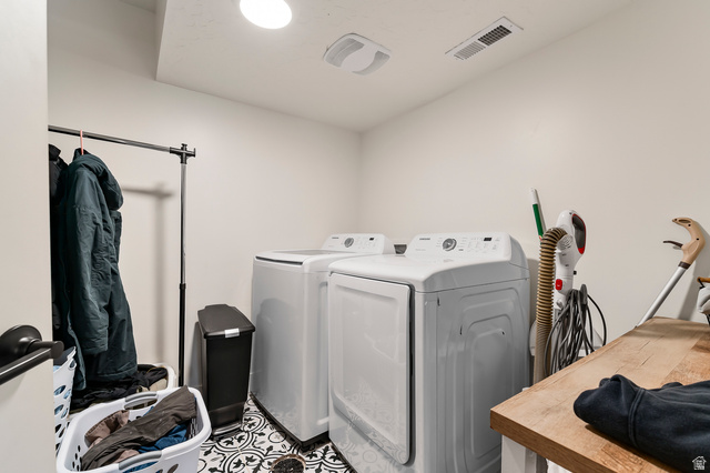1426 South 1450th Street West Mapleton, UT 84664 - Photo 29 of 50 Dedicated laundry area featuring patterned tile flooring, a recessed ceiling light, and a white ceiling vent