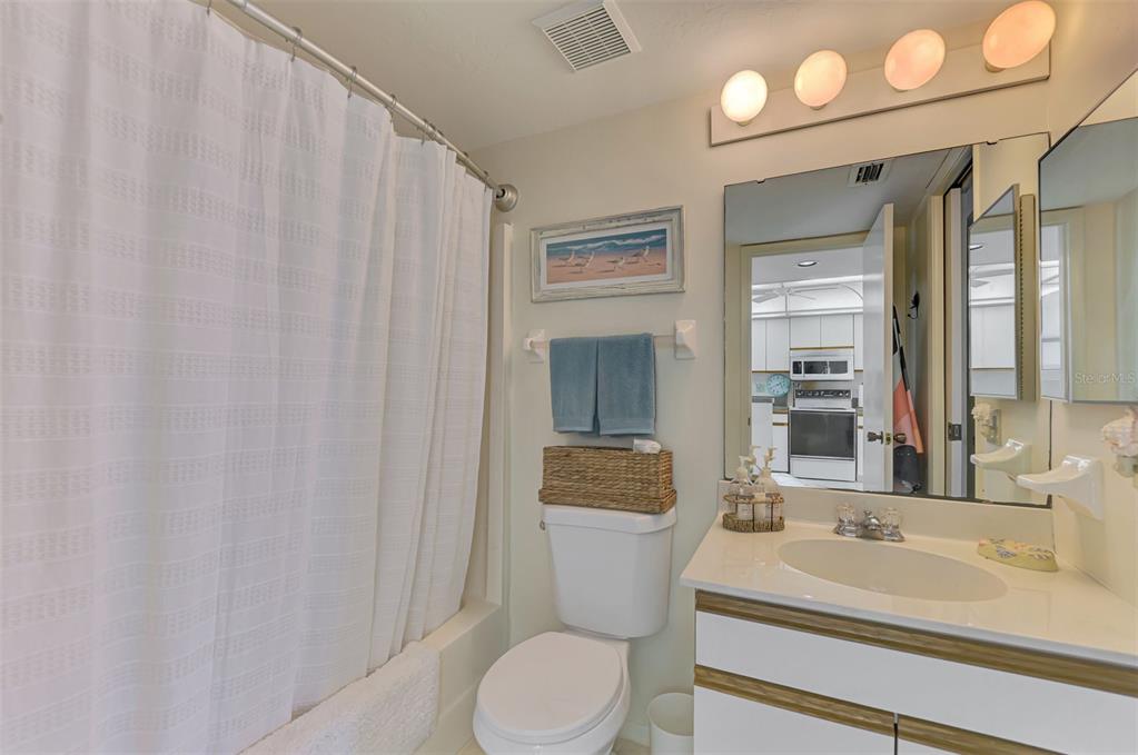 6800 Placida Road, Unit 146 Englewood, FL 34224 - Photo 42 of 64 a bathroom with a sink a toilet a mirror and shower curtain