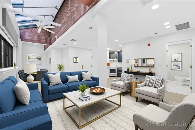 a living room with furniture