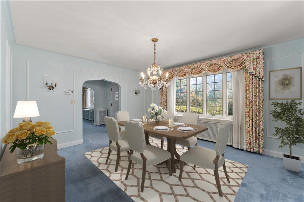 6 Churchill Road Pittsburgh, PA 15235 - Photo 3 of 42 a dining room with furniture a chandelier and window