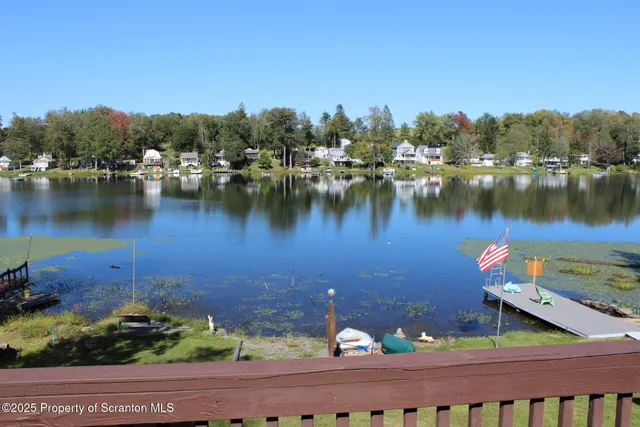 a view of a lake with houses