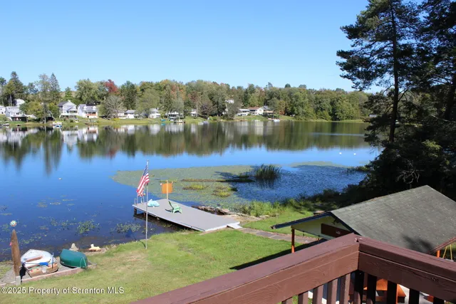 a view of a lake with houses