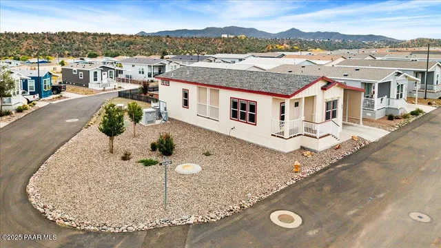 an aerial view of a house