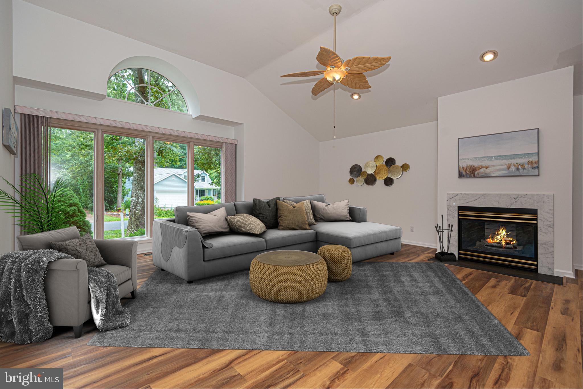21 Beaconhill Road Ocean Pines, MD 21811 - Photo 4 of 40 Virtually Staged Spacious Living Room w/Fireplace